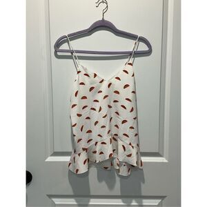 Copper & Ella White Watermelon Print Peplum Tank Top Size Small
